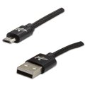 Kabel (2.0) USB-A samec - micro USB samec, 1m, nylonové opeltení, černý, LOGO | Repaspoint.cz