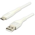 Kabel (2.0) USB-A samec - USB-C samec, 2m, nylonové opeltení, bílý, LOGO | Repaspoint.cz