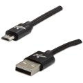 Kabel (2.0) USB-A samec - micro USB samec, 2m, nylonové opletení, černý, LOGO | Repaspoint.cz