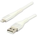 Kabel (2.0) USB-A samec - Apple Lightning samec, 2m, nylonové opletení, bílý, LOGO | Repaspoint.cz